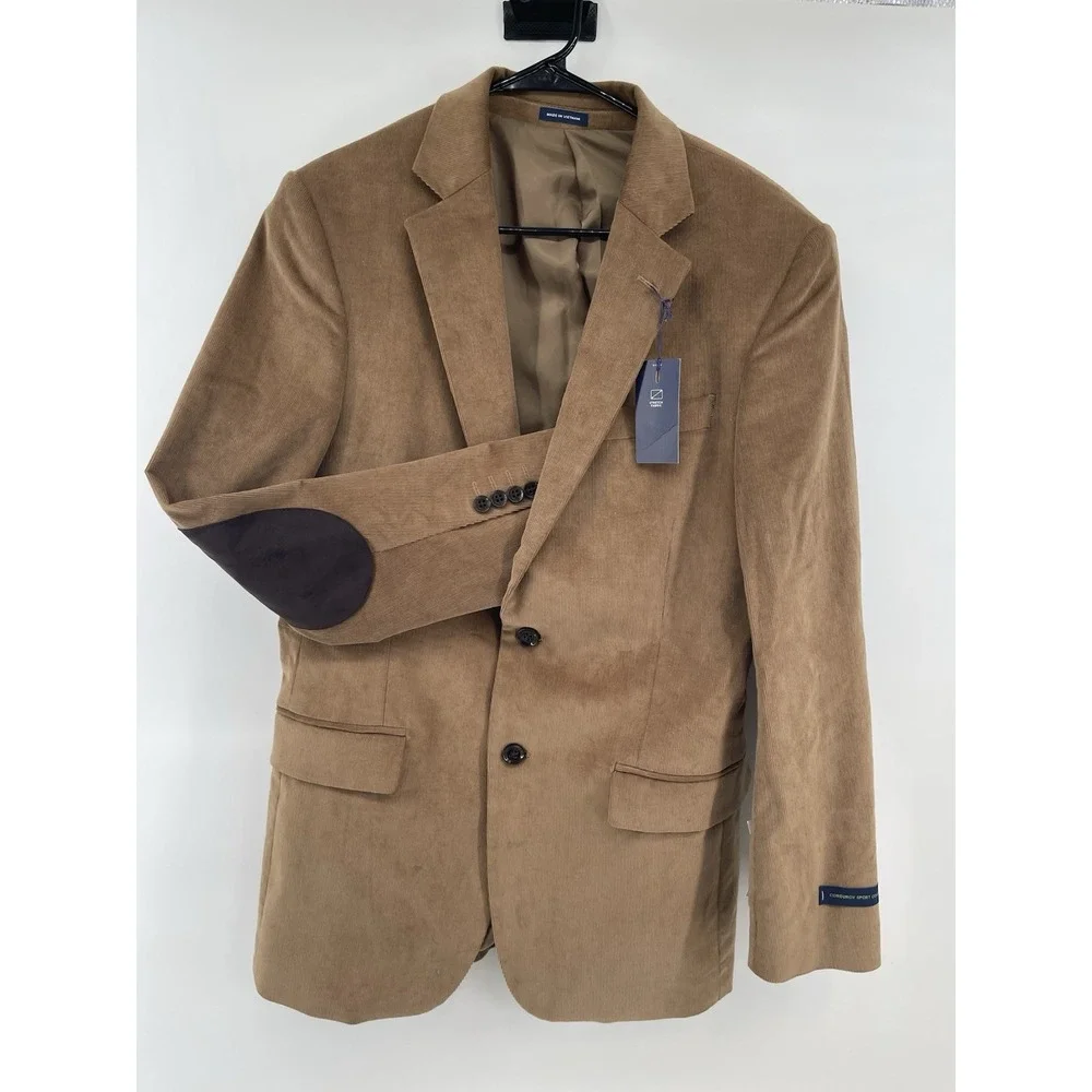 Stafford-Corduroy Stretch Classic Elbow Patch Sport  Coat Jacket 42 Reg Biege